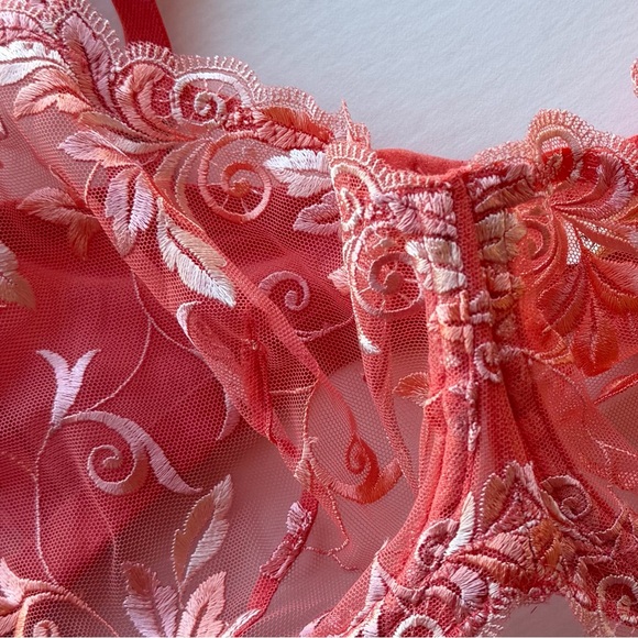 BUNDLE - Soma Sensuous Lace Unlined Underwire Bras Cream Coral Mocha 34G - Picture 3 of 11